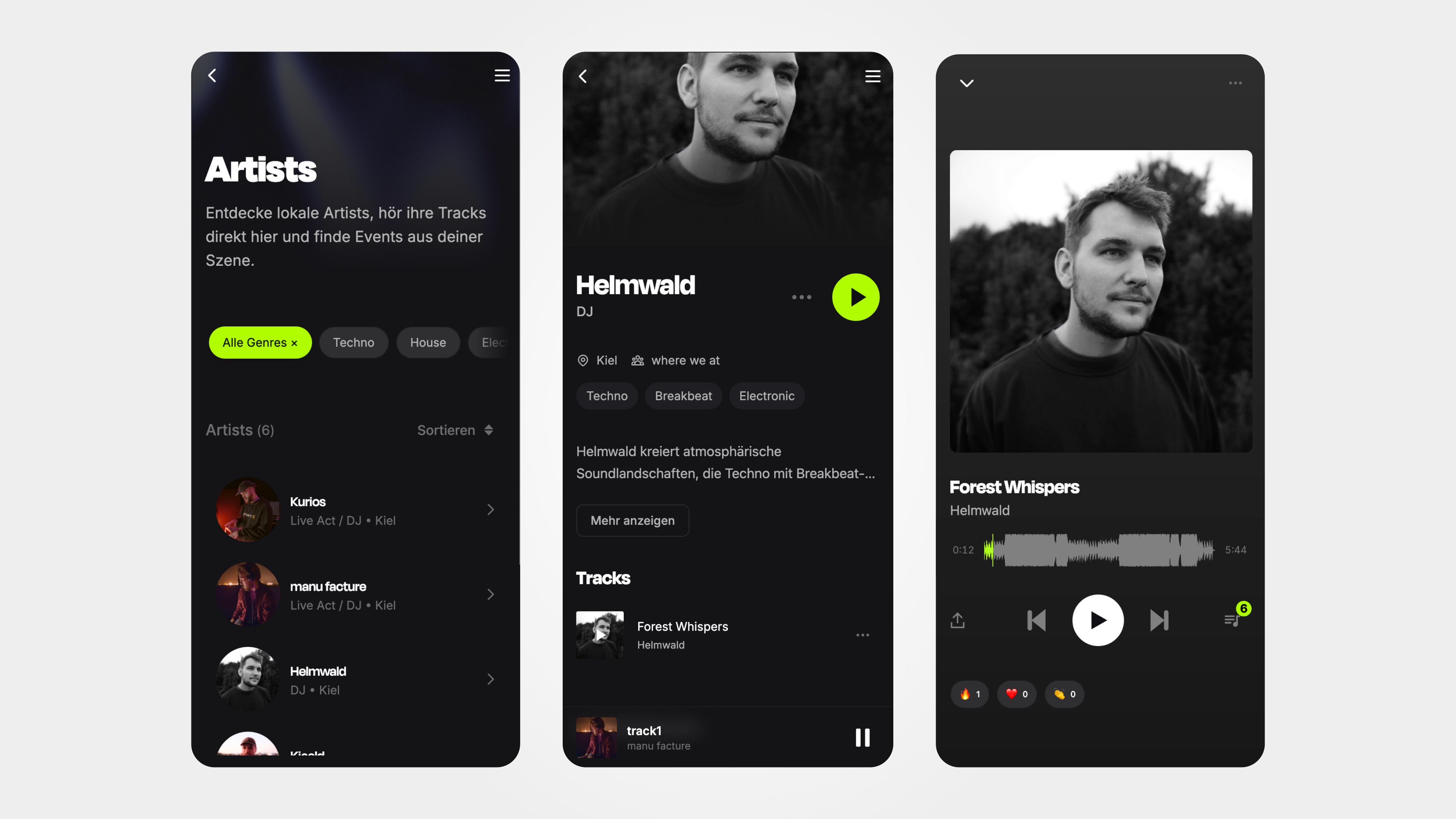 Where we at Web App - artists page